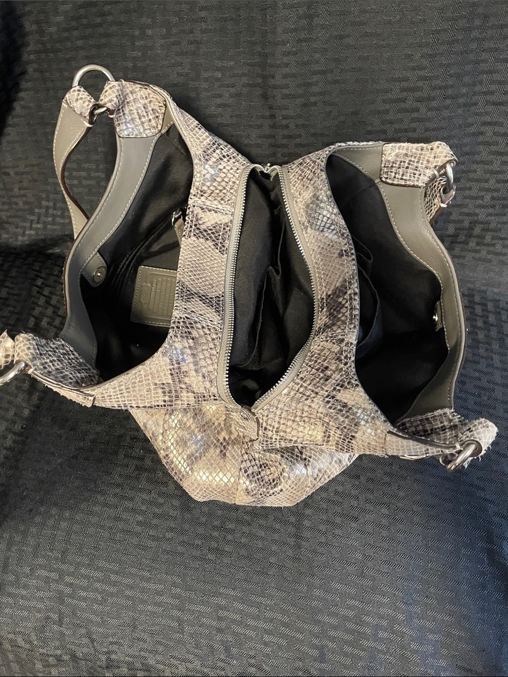 Coach Snake-Print Hobo Shoulder Bag - Taupe/Gray/ like new - Picture 6 of 6
